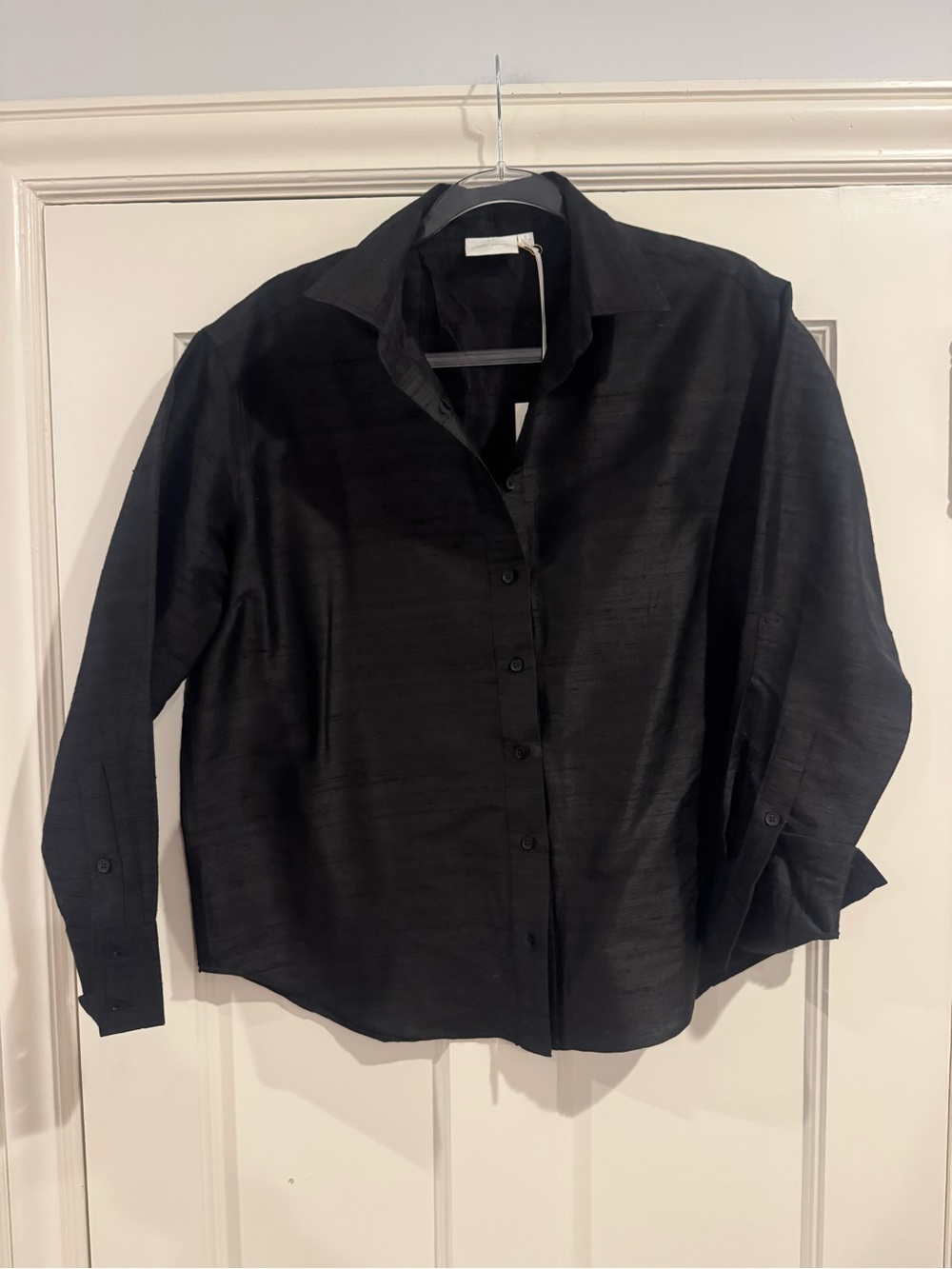 Classic Black Button-Down Shirt with Point Collar